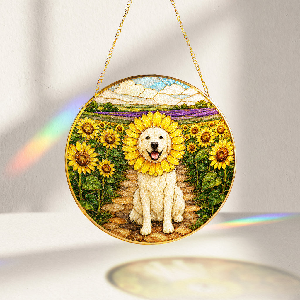 Personalized Sunflower Dog Suncatcher