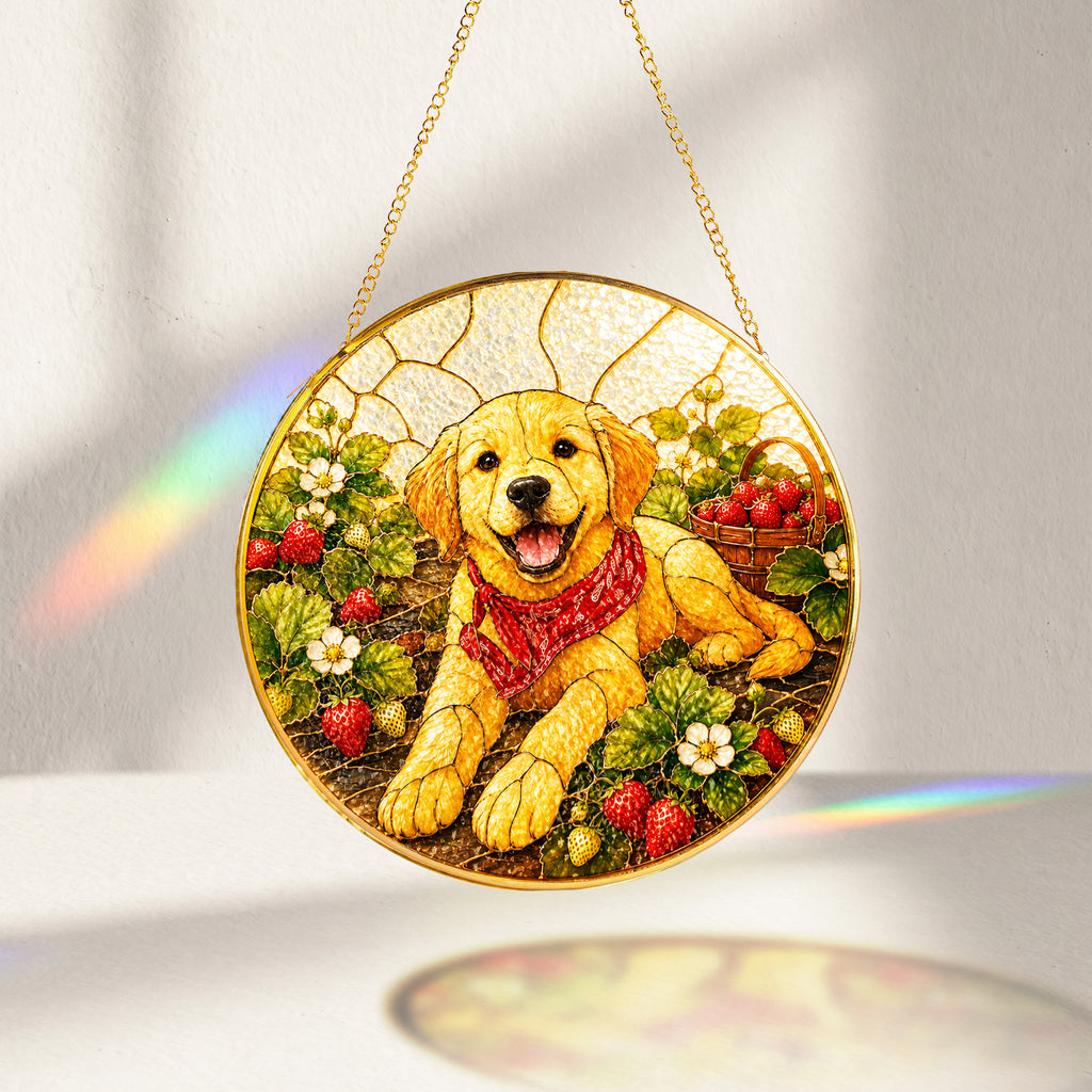 Personalized Strawberry Dog Suncatcher