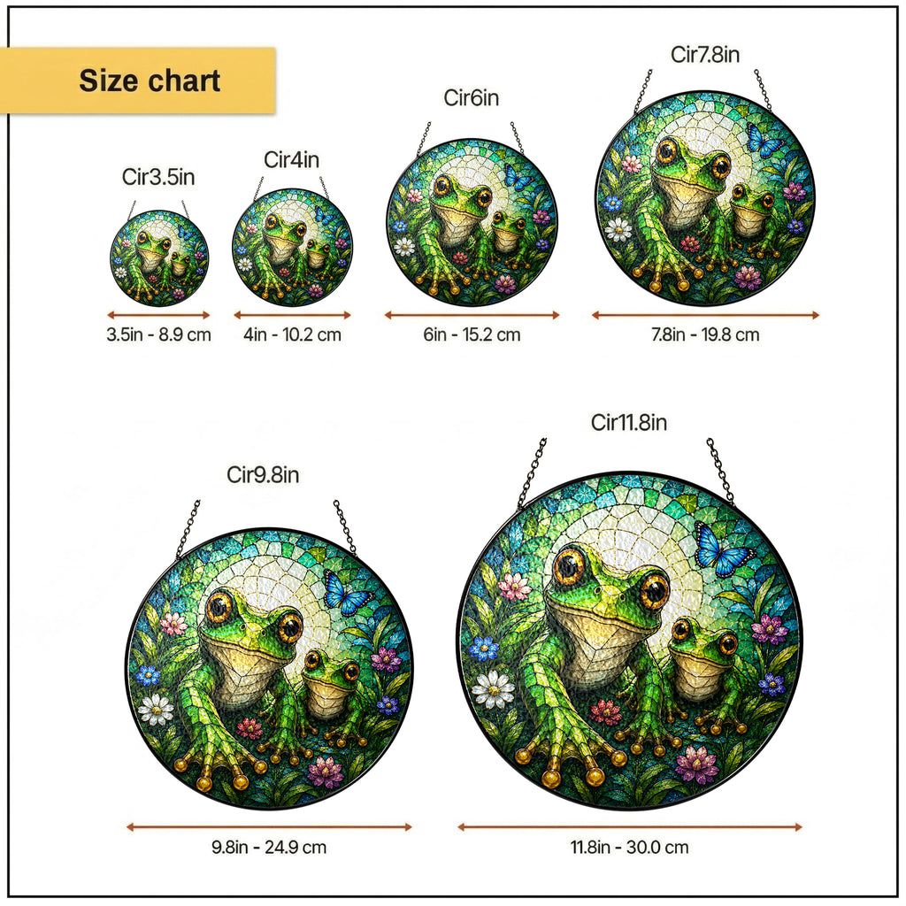 Mama and Baby Frog Wildflower Stained Glass Suncatcher