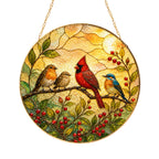Cardinal & Songbirds Stained Glass Suncatcher