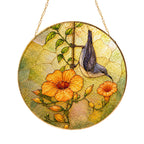 Nuthatch & Trumpet Flower Stained Glass Suncatcher