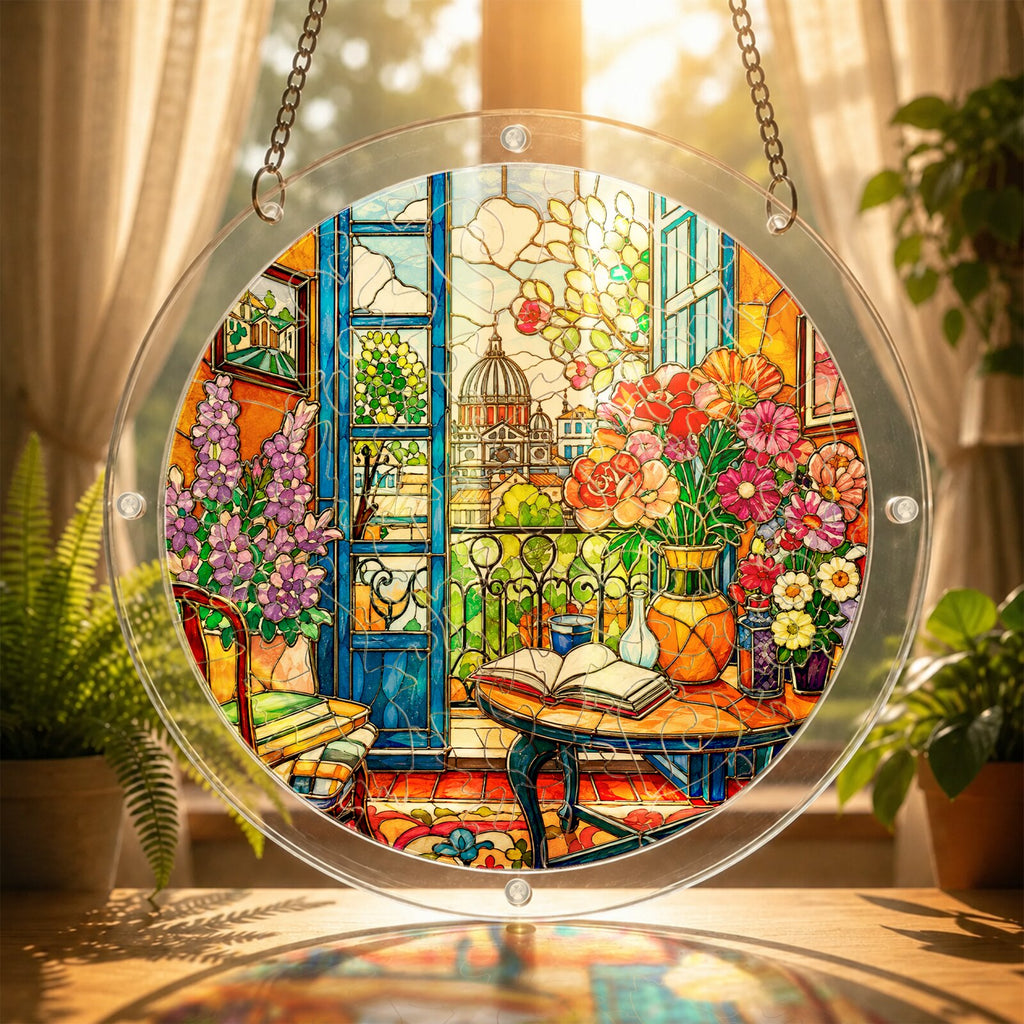 Floral Garden Window Acrylic Puzzle Suncatcher