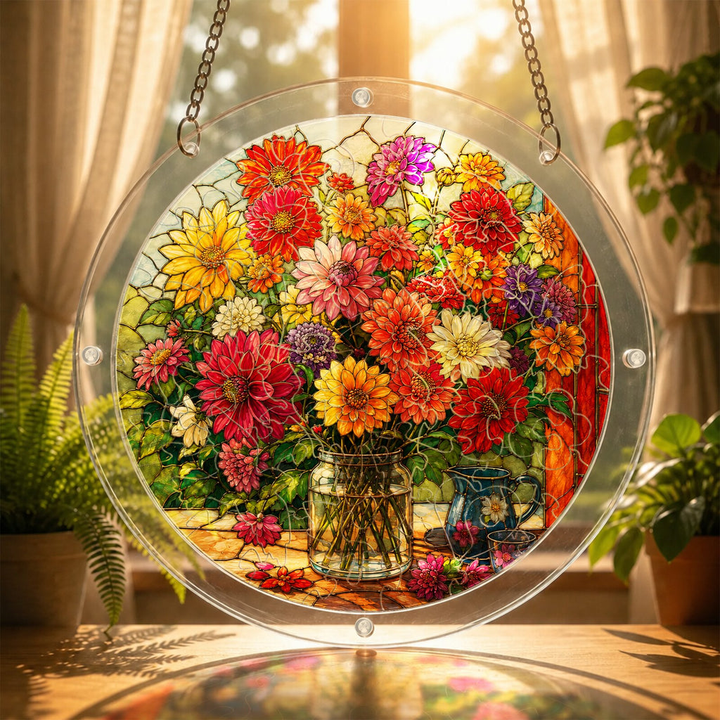 Summer Floral Bouquet Acrylic Puzzle Suncatcher