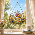 Sunrise Mountain Wildflower Holographic Acrylic Suncatcher