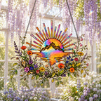 Sunrise Mountain Wildflower Holographic Acrylic Suncatcher