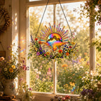 Sunrise Mountain Wildflower Holographic Acrylic Suncatcher