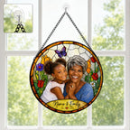 Personalized Spring Garden Photo Stained Glass Suncatcher