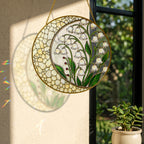Lily of the Valley Stained Glass Suncatcher – Crescent Moon