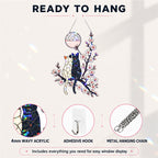 Cat Couple & Cherry Blossom Moon Holographic Acrylic Suncatcher