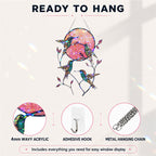 Hummingbird Pink Moon Holographic Acrylic Suncatcher