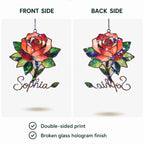 Personalized Red Rose Holographic Acrylic Suncatcher