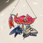 Swallowtail Butterflies & Tiger Lily Holographic Acrylic Suncatcher