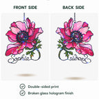 Personalized Pink Anemone Flower Holographic Acrylic Suncatcher