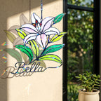 Personalized Pink Lily Flower Holographic Acrylic Suncatcher