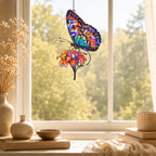 Orange & Blue Butterfly with Marigold Holographic Acrylic Suncatcher