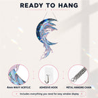 Whale Pod Crescent Moon Holographic Acrylic Suncatcher