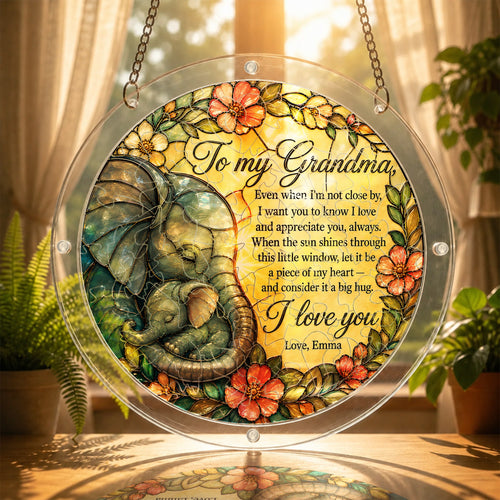 Personalized Grandma Elephant Acrylic Puzzle Suncatcher