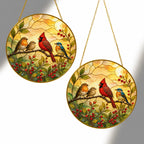 Cardinal & Songbirds Stained Glass Suncatcher