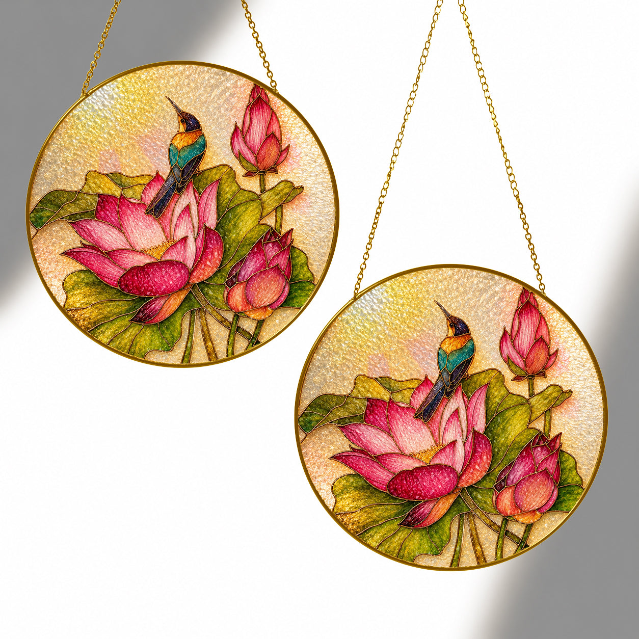 Kingfisher & Lotus Stained Glass Suncatcher