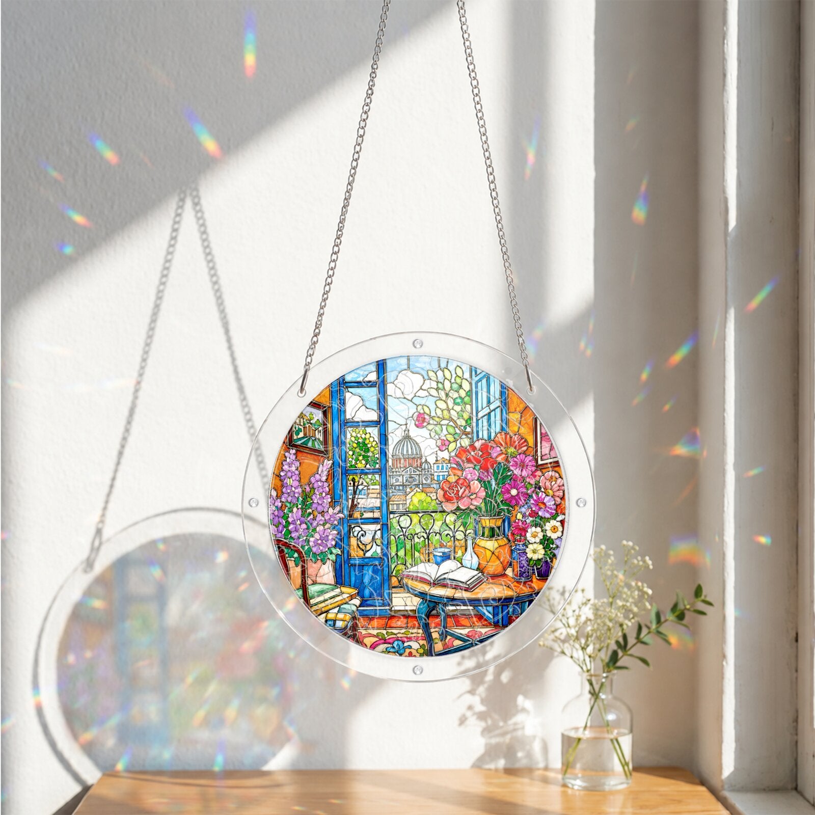Floral Garden Window Acrylic Puzzle Suncatcher