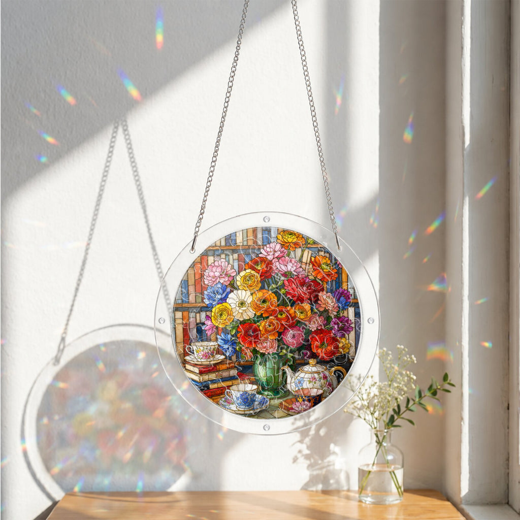 Ranunculus Floral Teatime Acrylic Puzzle Suncatcher