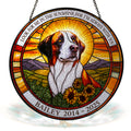 Personalized dog memorial stained glass suncatcher with custom name and dates