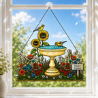 Personalized Grandma's Garden Birdbath Holographic Acrylic Suncatcher