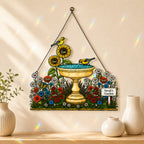 Personalized Grandma's Garden Birdbath Holographic Acrylic Suncatcher