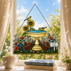 Personalized Grandma's Garden Birdbath Holographic Acrylic Suncatcher