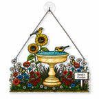 Personalized Grandma's Garden Birdbath Holographic Acrylic Suncatcher