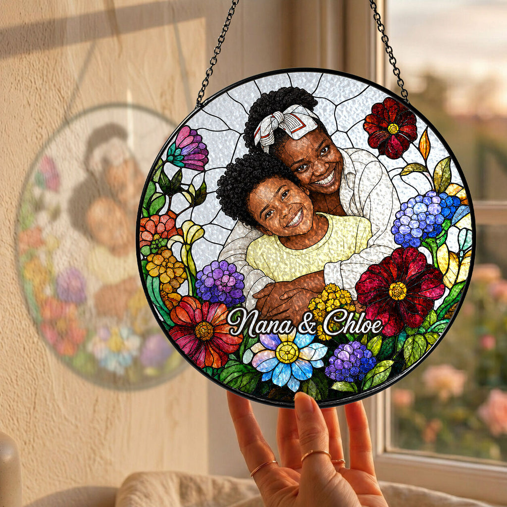 Personalized Wildflower Photo Stained Glass Suncatcher