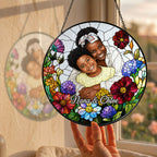 Personalized Wildflower Photo Stained Glass Suncatcher