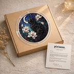 Pixiwoo gift box packaging for the black cat memorial puzzle suncatcher