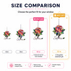Personalized Red Rose Holographic Acrylic Suncatcher