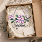 Personalized Pink Cherry Blossom Branch Holographic Acrylic Suncatcher