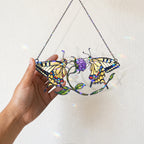 Twin Swallowtail Butterflies & Purple Clover Holographic Acrylic Suncatcher