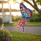 Orange & Blue Butterfly with Marigold Holographic Acrylic Suncatcher