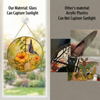 Nuthatch & Trumpet Flower Stained Glass Suncatcher
