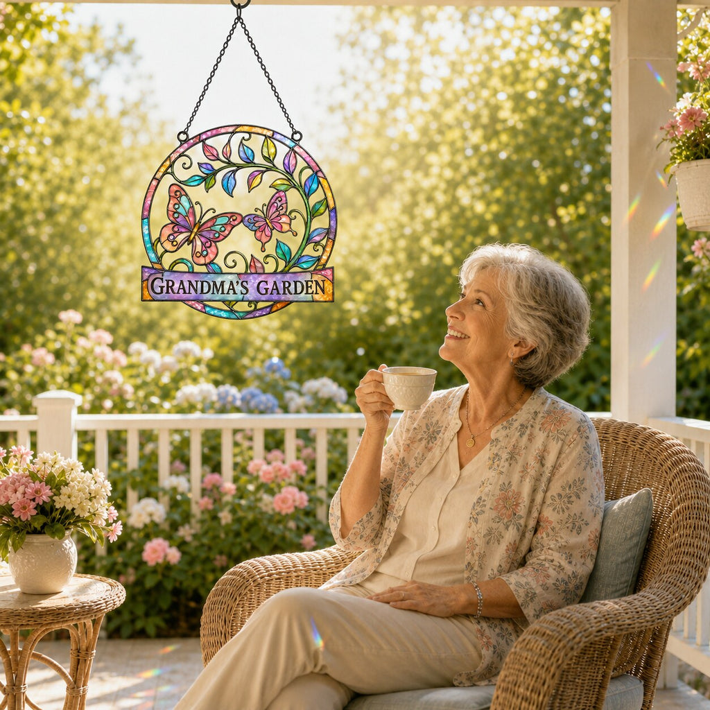 Grandma's Garden Butterfly Holographic Acrylic Suncatcher