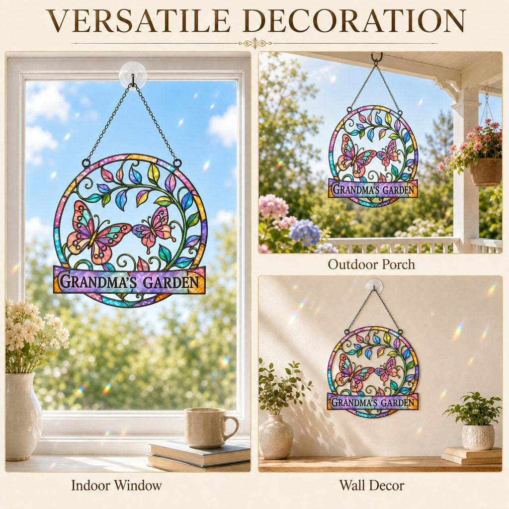 Grandma's Garden Butterfly Holographic Acrylic Suncatcher