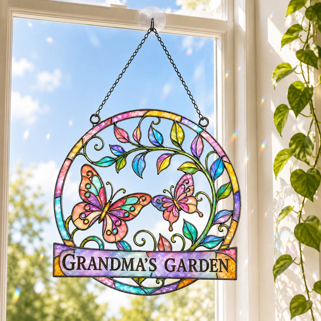 Grandma's Garden Butterfly Holographic Acrylic Suncatcher