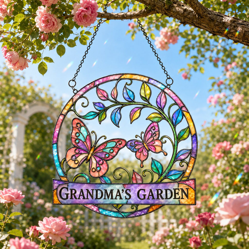 Grandma's Garden Butterfly Holographic Acrylic Suncatcher