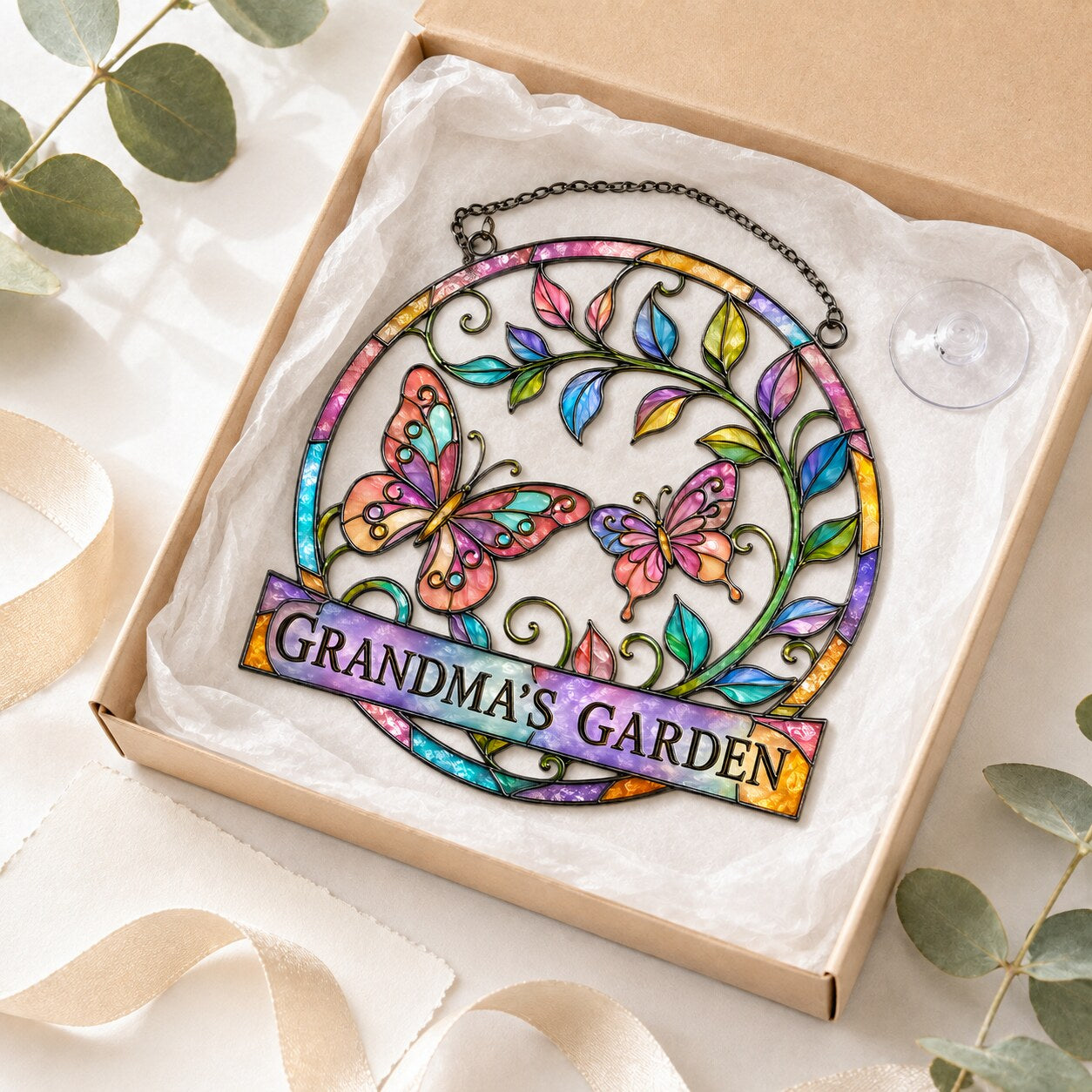 Grandma's Garden Butterfly Holographic Acrylic Suncatcher