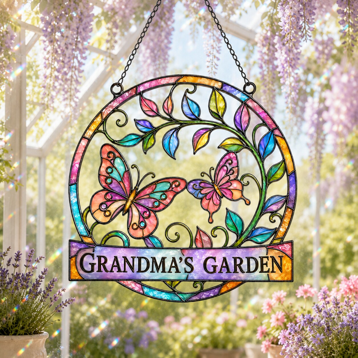 Grandma's Garden Butterfly Holographic Acrylic Suncatcher