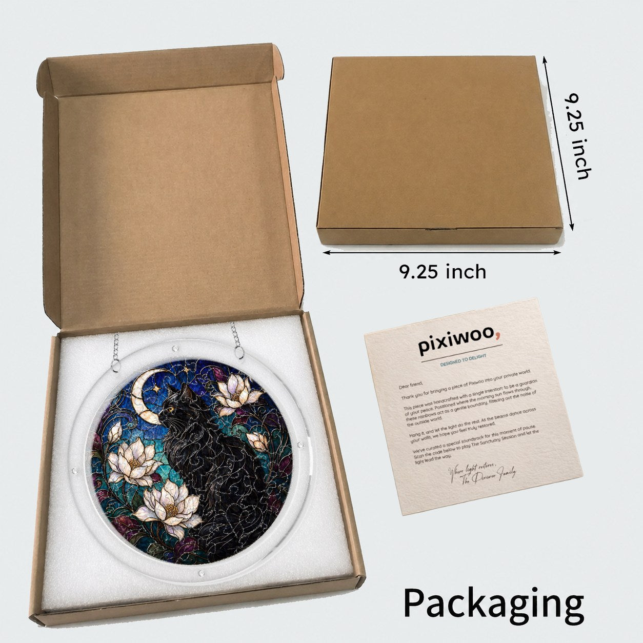Pixiwoo gift box packaging with 9.25 inch size for the puzzle suncatcher