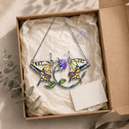 Twin Swallowtail Butterflies & Purple Clover Holographic Acrylic Suncatcher