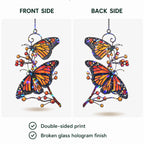 Monarch Butterflies & Berry Branch Holographic Acrylic Suncatcher