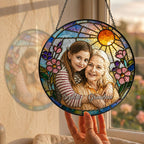 Personalized Blossom Sunrise Photo Stained Glass Suncatcher