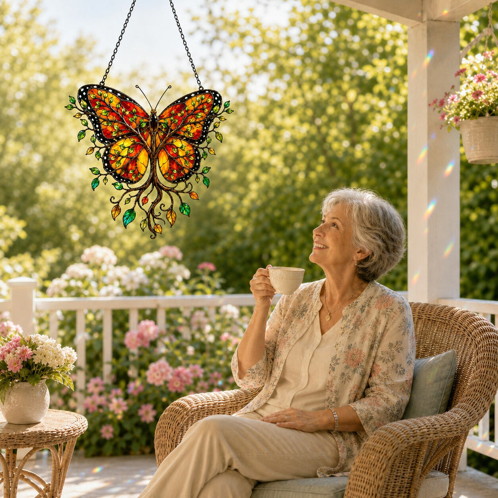 Monarch Butterfly Tree of Life Holographic Acrylic Suncatcher
