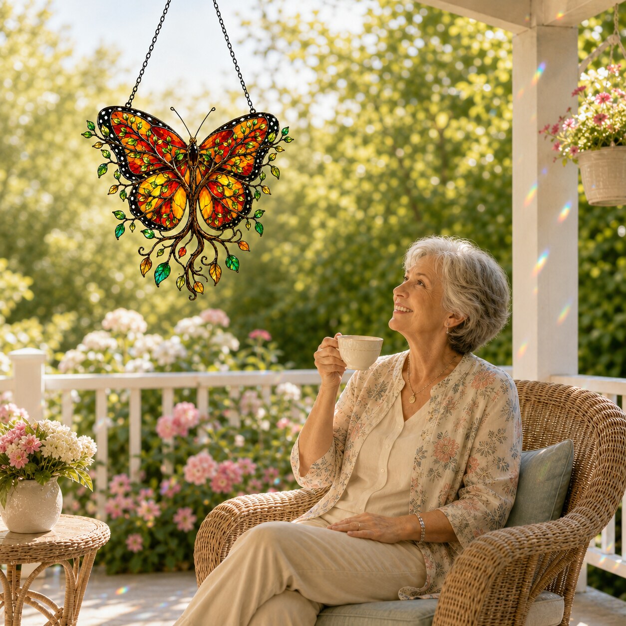 Monarch Butterfly Tree of Life Holographic Acrylic Suncatcher